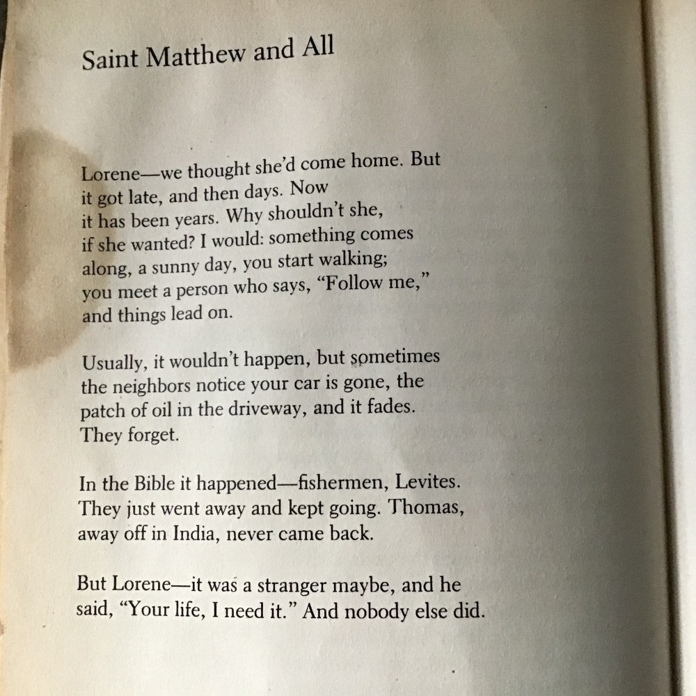 Saint Matthew and All from 1987 copy of An Oregon Message by William Stafford